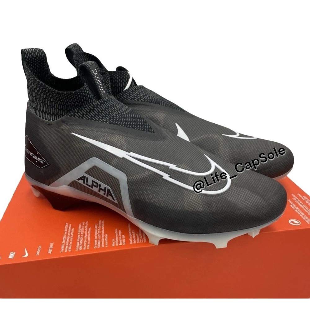 11.5 Mens Nike Alpha Menace Elite 3 Flyknit Football Cleats Black CT6648-001 New - Picture 2 of 7